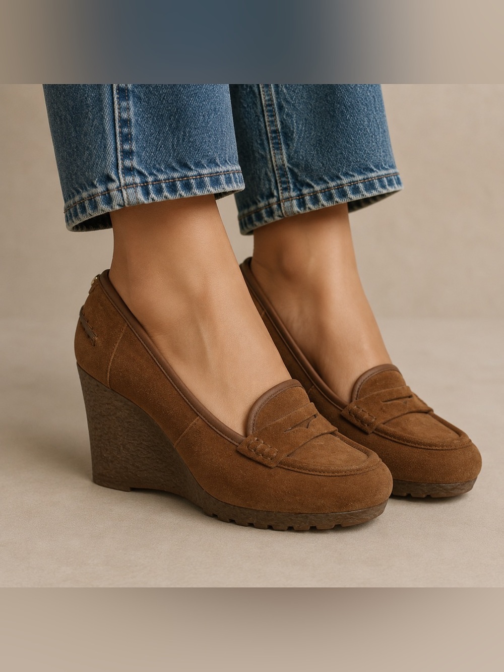 Michael Kors Brown Suede Wedge Loafers for Women
